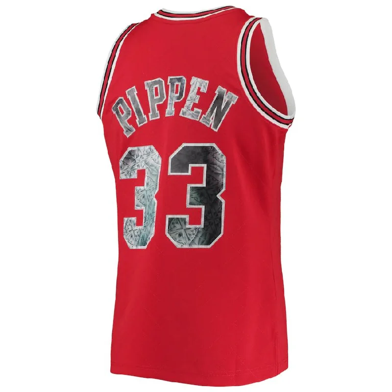 C.Bulls #33 Scottie Pippen Mitchell & Ness 1996-97 Hardwood Classics 75th Anniversary Diamond Swingman Jersey Red Stitched American Basketball Jersey