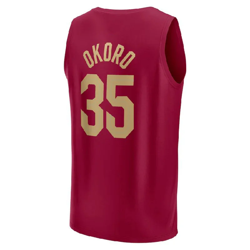 C.Cavaliers #35 Isaac Okoro Fanatics Branded 2022-23 Fast Break Replica Jersey Wine Icon Edition Stitched American Basketball Jersey