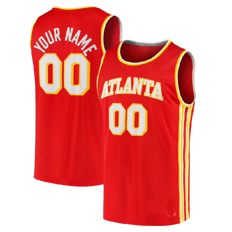 Custom A.Hawks Fanatics Branded 2020 Fast Break Replica Jersey Icon Edition Red American Stitched Basketball Jersey