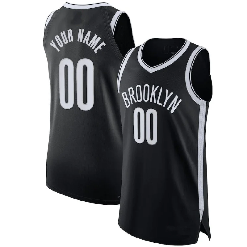 Custom B.Nets  2021-22 Diamond Swingman Authentic Jersey Icon Edition Black American Stitched Basketball Jersey