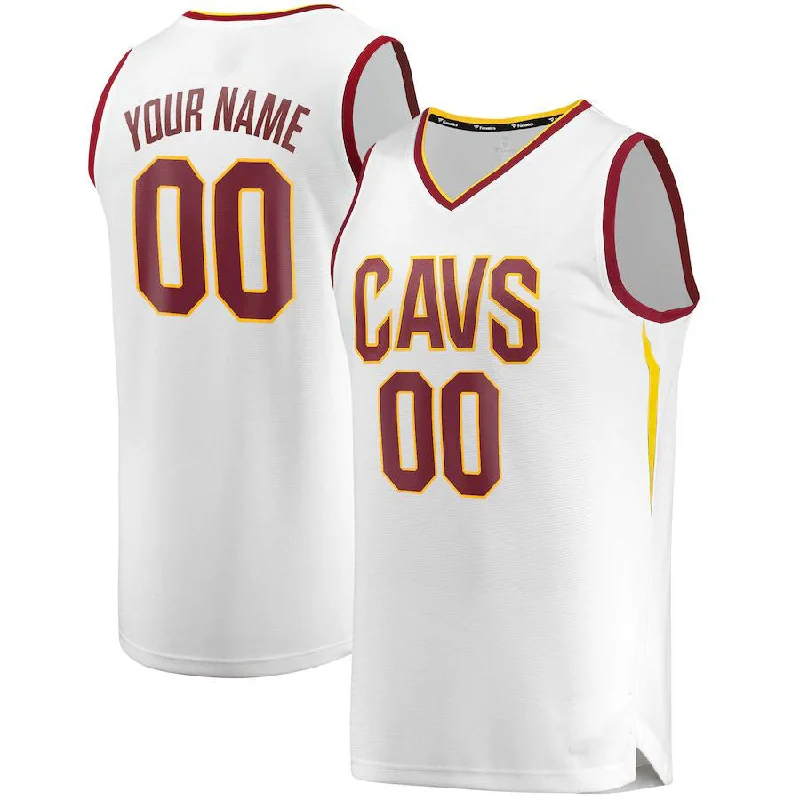 Custom C.Cavaliers Fanatics Branded Fast Break Replica Jersey White Association Edition American Stitched Basketball Jersey