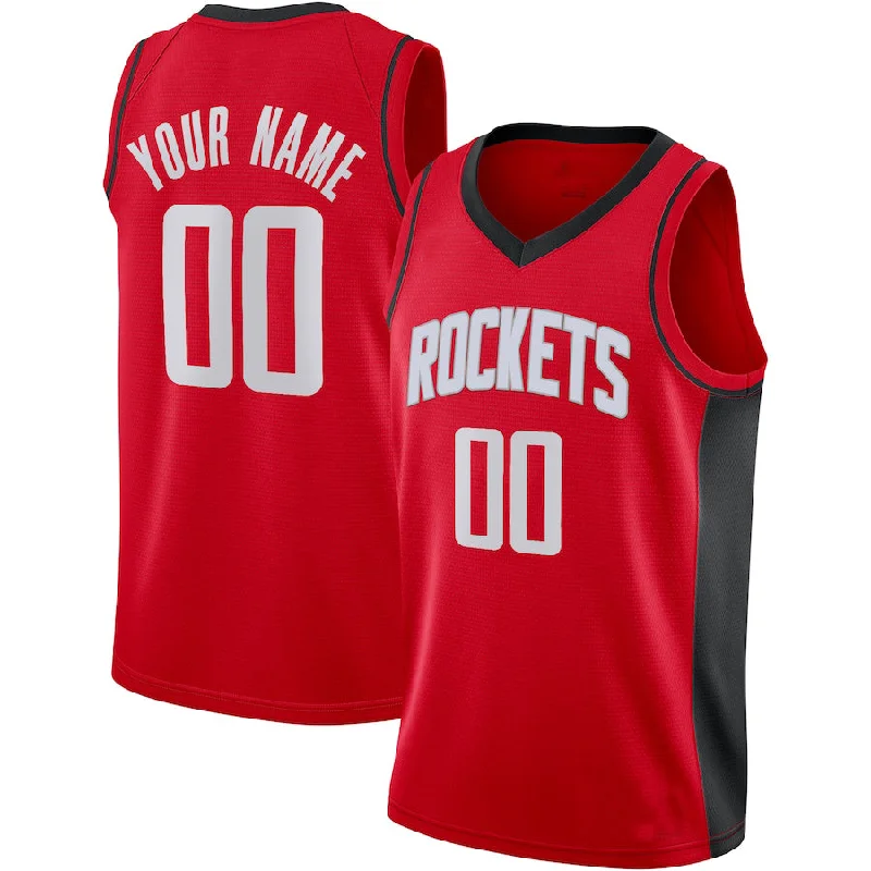 Custom H.Rockets 2020-21 Swingman Jersey Red Icon Edition Stitched Basketball Jersey