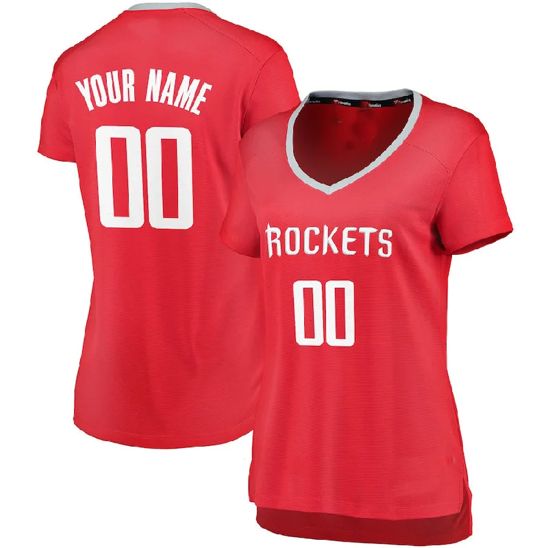 Custom H.Rockets Fanatics Branded Fast Break  Red Icon Edition Stitched Basketball Jersey