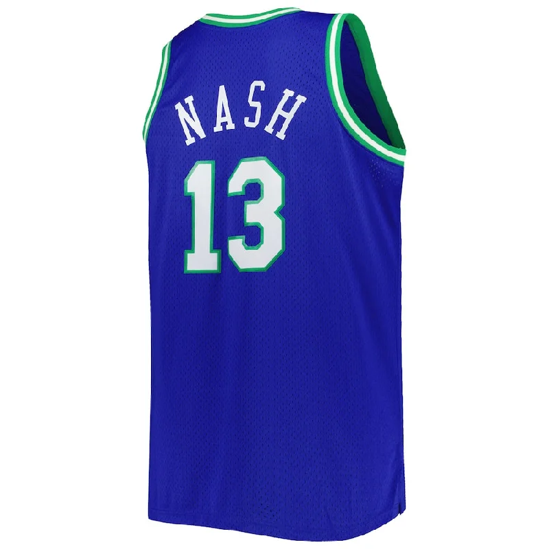 D.Mavericks #13 Steve Nash Mitchell & Ness Big & Tall Hardwood Classics 1998-99 Swingman Jersey Blue Stitched American Basketball Jersey