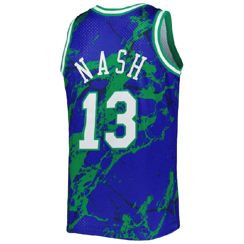 D.Mavericks #13 Steve Nash Mitchell & Ness 1998-99 Hardwood Classics Marble Swingman Jersey Blue Stitched American Basketball Jersey