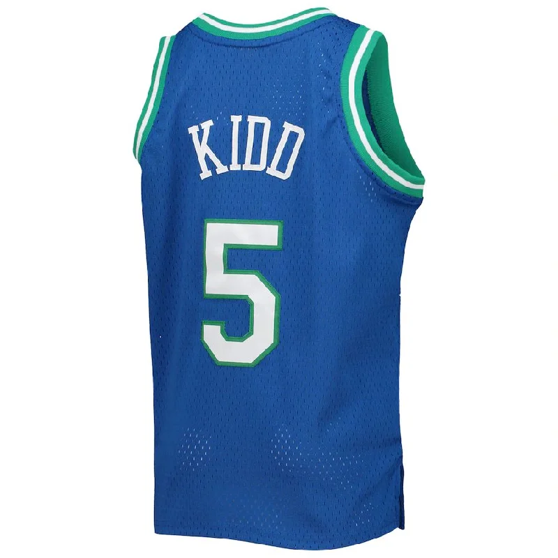 D.Mavericks #5 Jason Kidd Mitchell & Ness 1994-95 Hardwood Classics Swingman Jersey Blue Stitched American Basketball Jersey