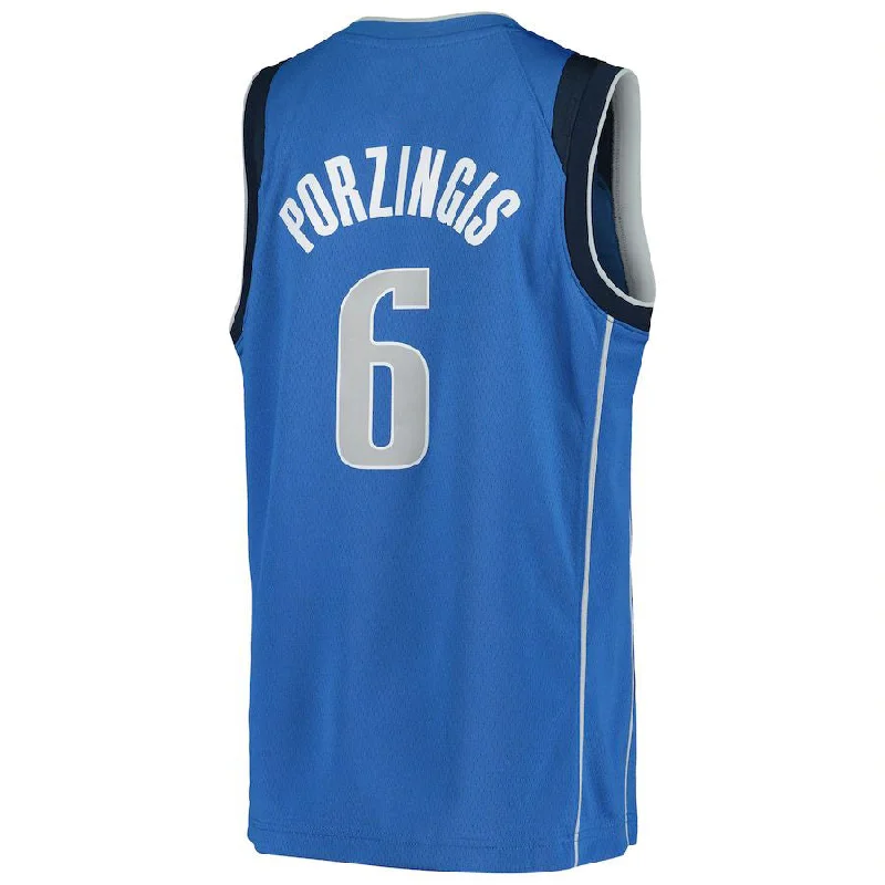 D.Mavericks #6 Kristaps Porzingis 2020-21 Swingman Jersey Icon Edition Blue Stitched American Basketball Jersey