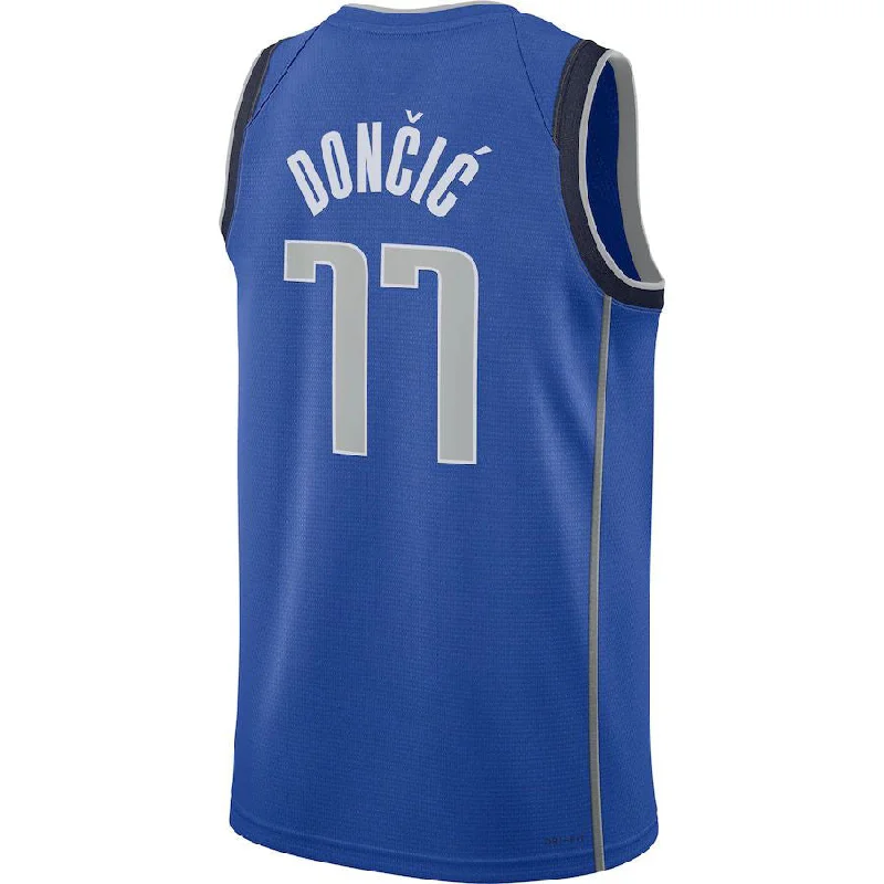 D.Mavericks #77 Luka Doncic 2021-22 Diamond Swingman Jersey  Blue Icon Edition Stitched American Basketball Jersey