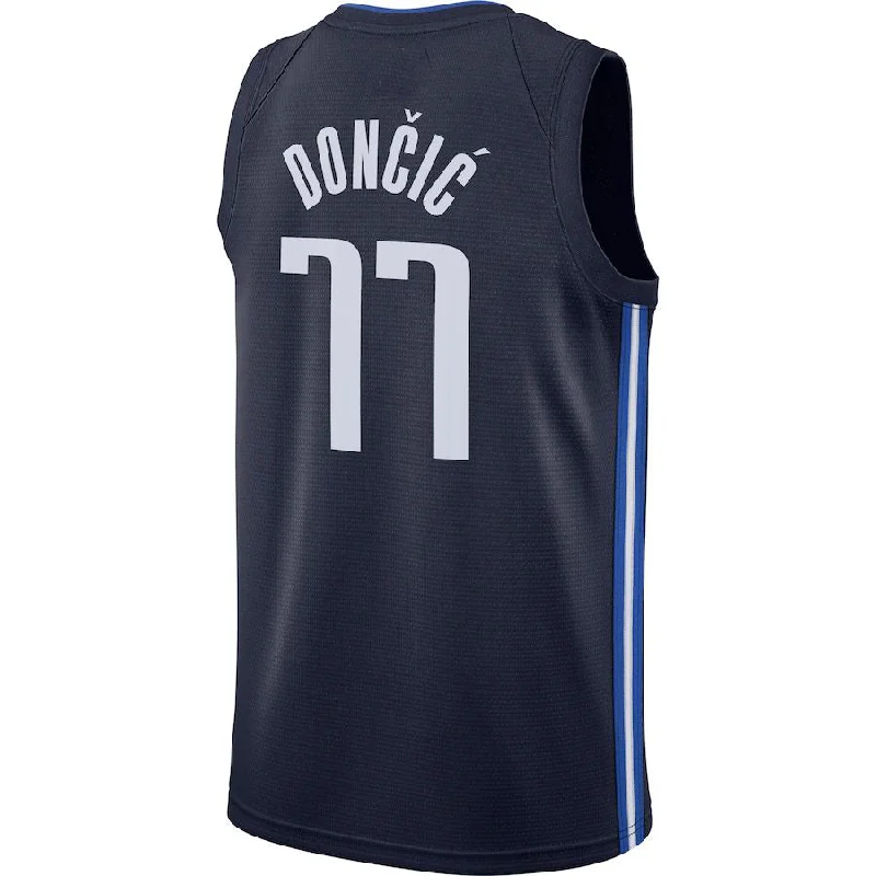 D.Mavericks #77 Luka Doncic Jordan Brand 2020-21 Swingman Jersey Statement Edition Navy Stitched American Basketball Jersey