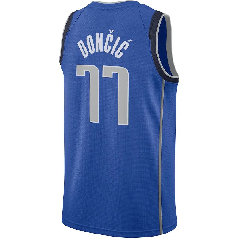 D.Mavericks #77 Luka Doncic 2020-21 Swingman Jersey Blue Icon Edition Stitched American Basketball Jersey