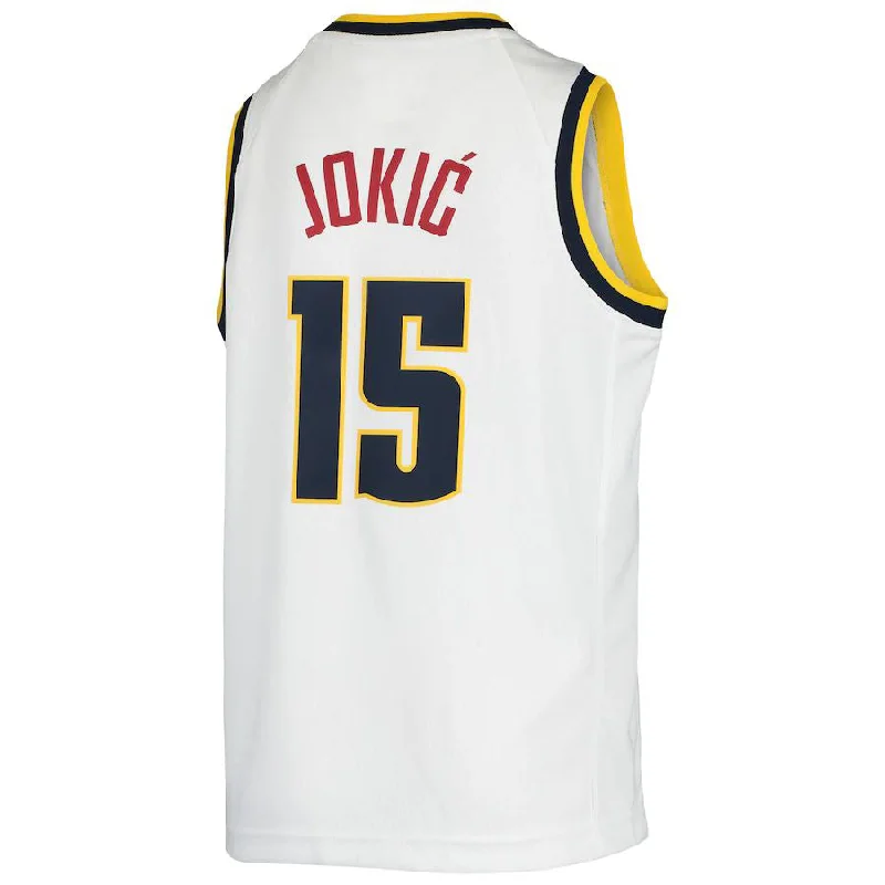 D.Nuggets #15 Nikola Jokic 2019-20 Swingman Jersey Association Edition White Stitched American Basketball Jersey