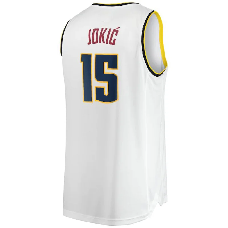 D.Nuggets #15 Nikola Jokic Fanatics Branded 2021-22 Fast Break Replica Player Jersey White Association Edition Stitched American Basketball Jersey