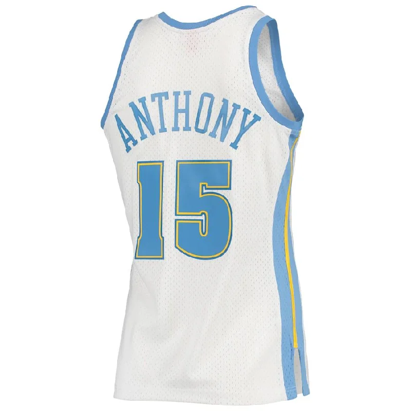 D.Nuggets #15 Carmelo Anthony Mitchell & Ness 2006-07 Hardwood Classics Swingman Jersey  White Stitched American Basketball Jersey