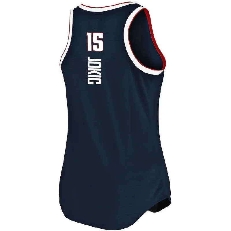 D.Nuggets #15 Nikola Jokic Fanatics Branded 2019-20 Fast Break Team Tank Jersey Icon Edition Navy Stitched American Basketball Jersey