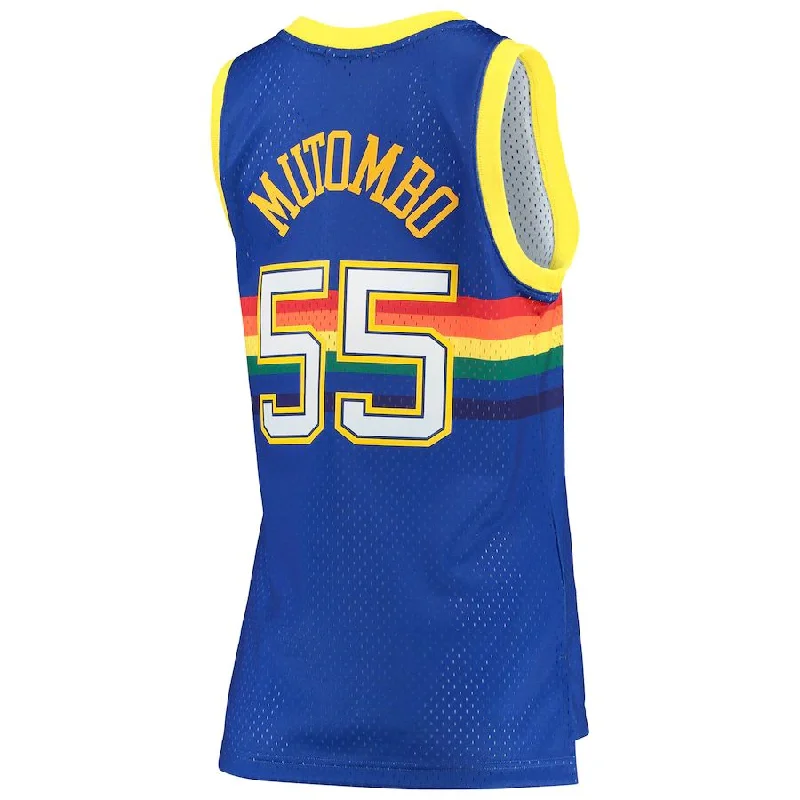 D.Nuggets #55 Dikembe Mutombo Mitchell & Ness Royal 1991-92 Hardwood Classics Swingman Jersey Royal Stitched American Basketball Jersey