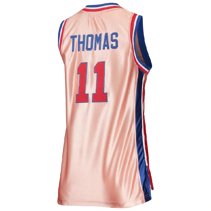 D.Pistons #11 Isaiah Thomas Mitchell & Ness 75th Anniversary Rose Gold 1982 Swingman Jersey  Pink Stitched American Basketball Jersey