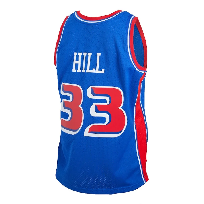 D.Pistons #33 Grant Hill Mitchell & Ness 1998-99 Hardwood Classics Reload 2.0 Swingman Jersey Blue Stitched American Basketball Jersey