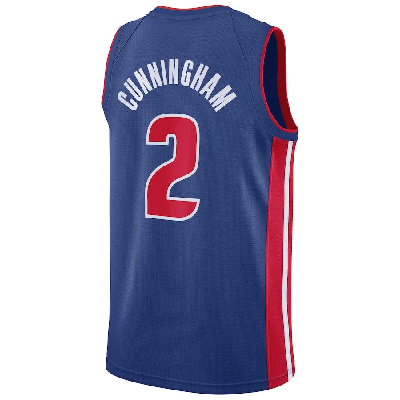 D.Pistons #2 Cade Cunningham 2021 Draft First Round Pick Swingman Jersey Blue Icon Edition Stitched American Basketball Jersey