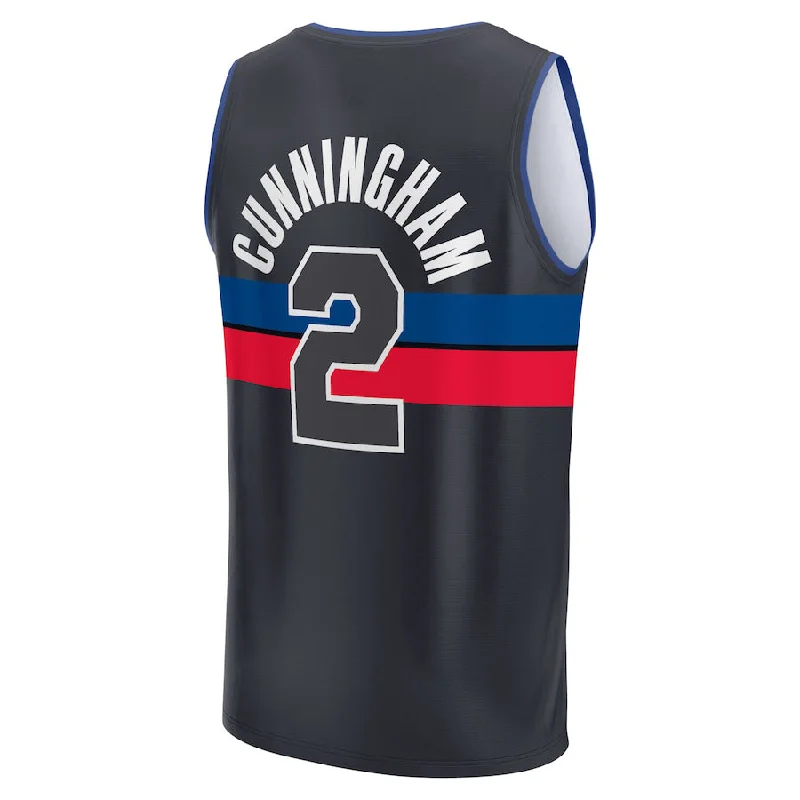 D.Pistons #2 Cade Cunningham Fanatics Branded 2021-22 Fast Break Player Jersey  Black Statement Edition Stitched American Basketball Jersey