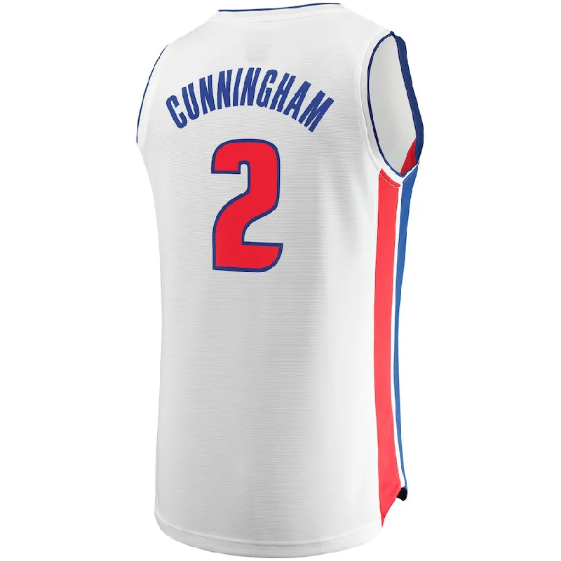 D.Pistons #2 Cade Cunningham Fanatics Branded 2022-23 Fast Break Replica Jersey White Association Edition Stitched American Basketball Jersey