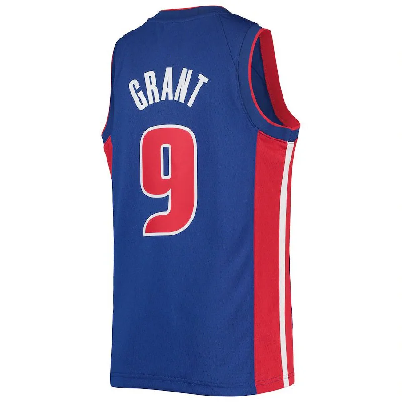 D.Pistons #9 Jerami Grant 2021-22 Diamond Swingman Jersey Icon Edition Blue Stitched American Basketball Jersey