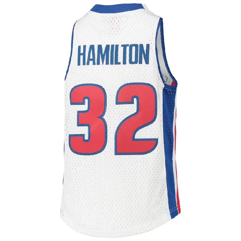 D.Pistons #32 Richard Hamilton Mitchell & Ness 2003-04 Hardwood Classics Swingman Jersey  White Stitched American Basketball Jersey