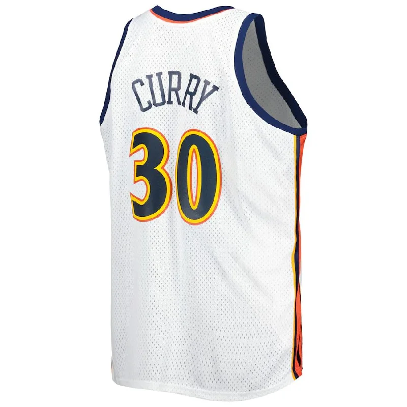 G.State Warriors #30 Stephen Curry Mitchell & Ness Big & Tall Hardwood Classics 2008-09 Swingman Jersey White Association Edition Stitched American Basketball Jersey