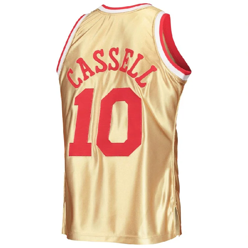 H.Rockets #10 Sam Cassell Mitchell & Ness 75th Anniversary 1993-94 Hardwood Classics Swingman Jersey  Gold Stitched American Basketball Jersey