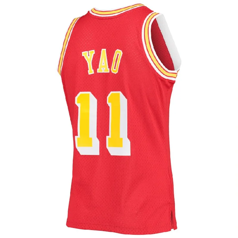 H.Rockets #11 Yao Ming Mitchell & Ness 2004-05 Hardwood Classics Swingman Jersey Icon Edition Red Stitched American Basketball Jersey