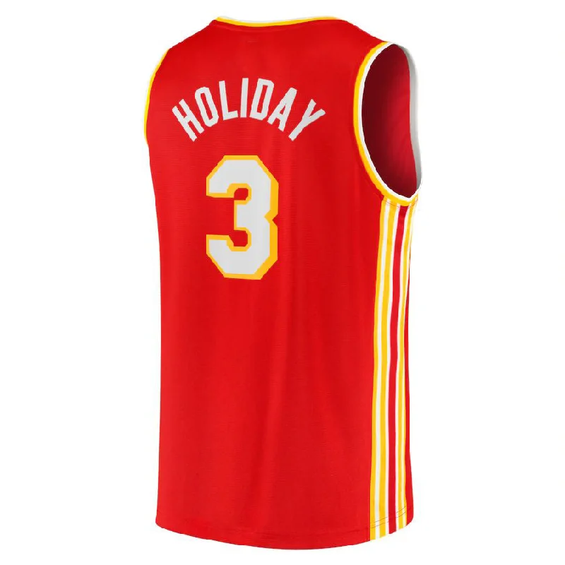 A.Hawks #3 Aaron Holiday Fanatics Branded Fast Break Replica Jersey Icon Edition Red Stitched American Basketball Jersey